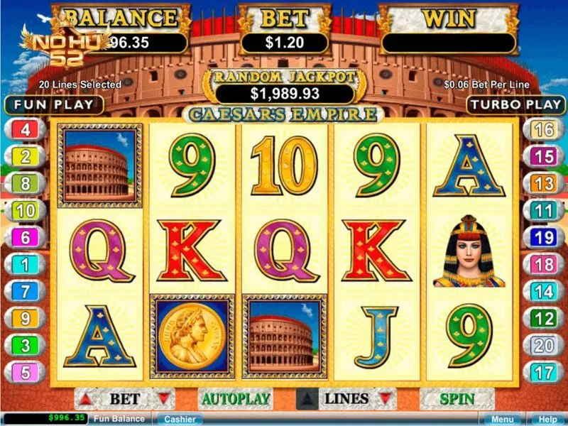 Caesar’s Empire là game slot về đề tài đế chế La Mã