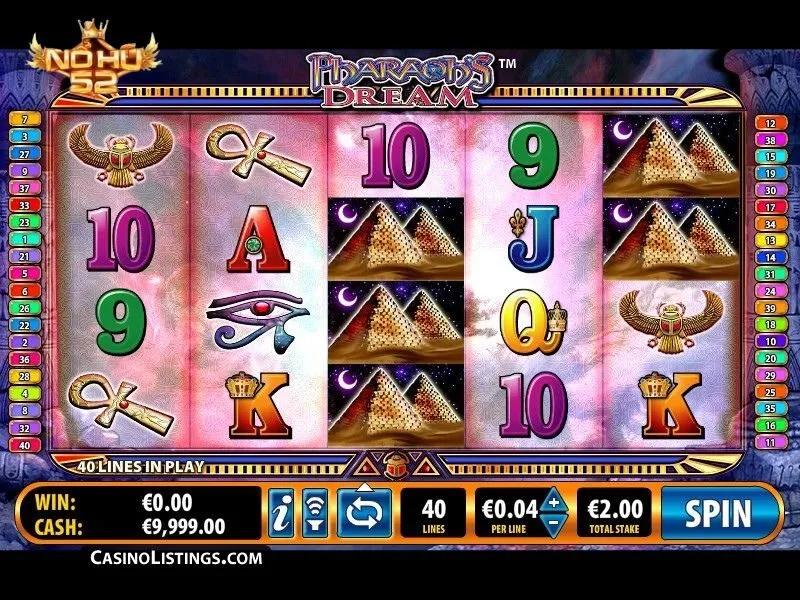 Giao diện game nổ hũ nổi tiếng Pharaoh's Dream