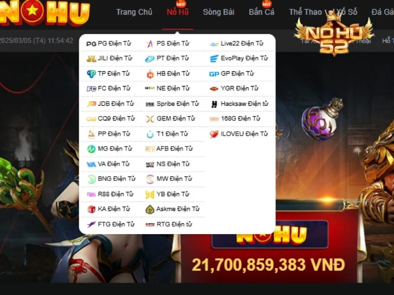 Nhiều sảnh chơi được liên kết trong sảnh nổ hũ Nohu52