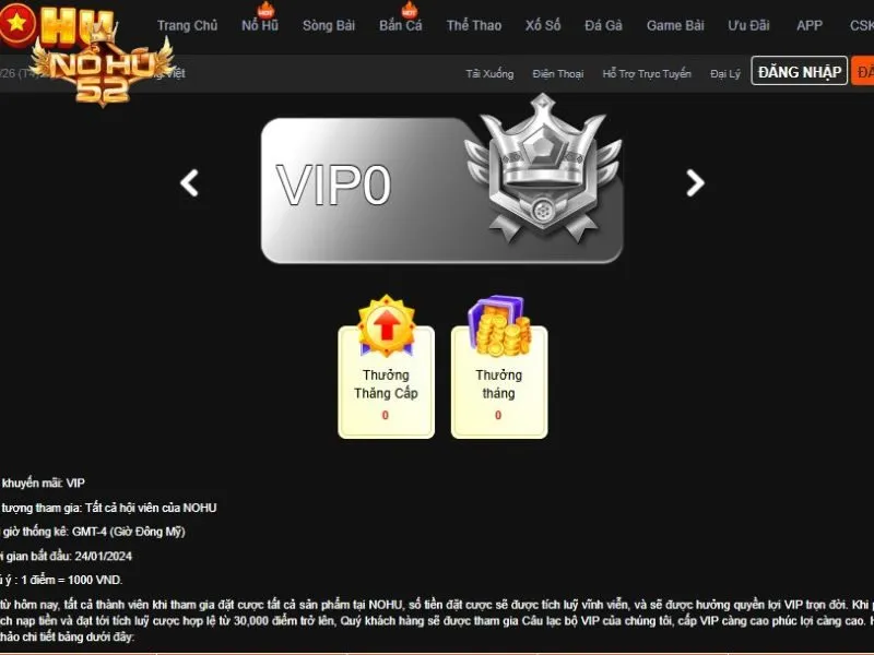 Tham gia ngay chương trình VIP của Nohu52